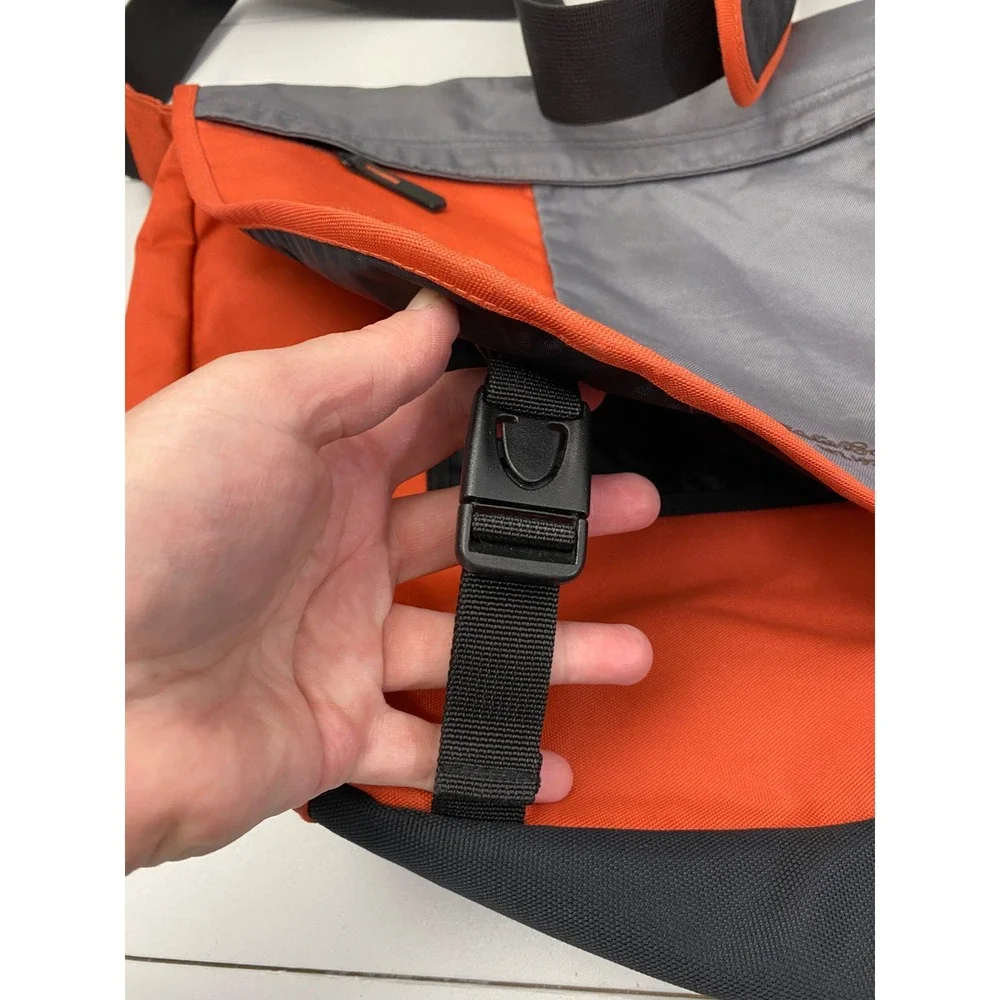 Eddie Bauer Messenger Bag Unisex Orange Grey Crossbody Laptop Travel Utility